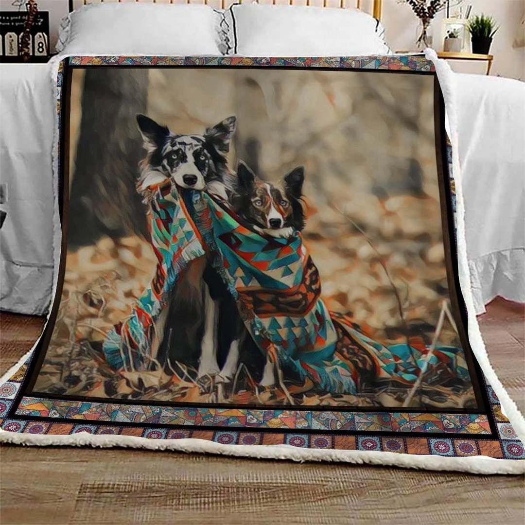 Border Collie Warm Sherpa Fleece Blanket
