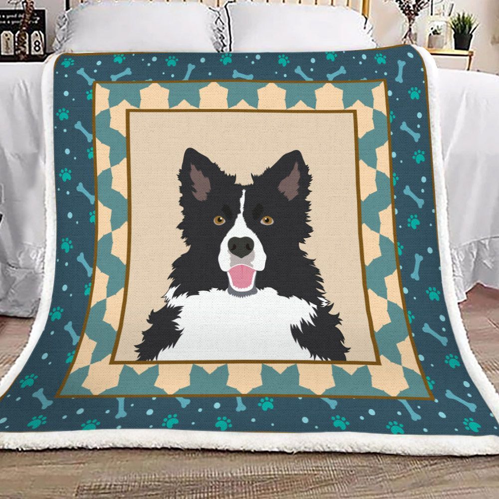 Border Collie Sherpa Fleece Blanket