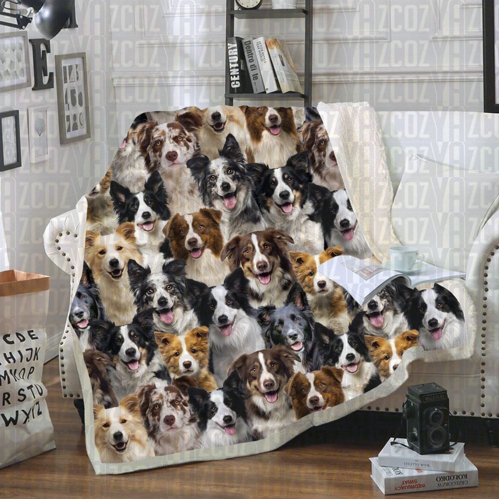 Border Collies Sherpa Fleece Blanket