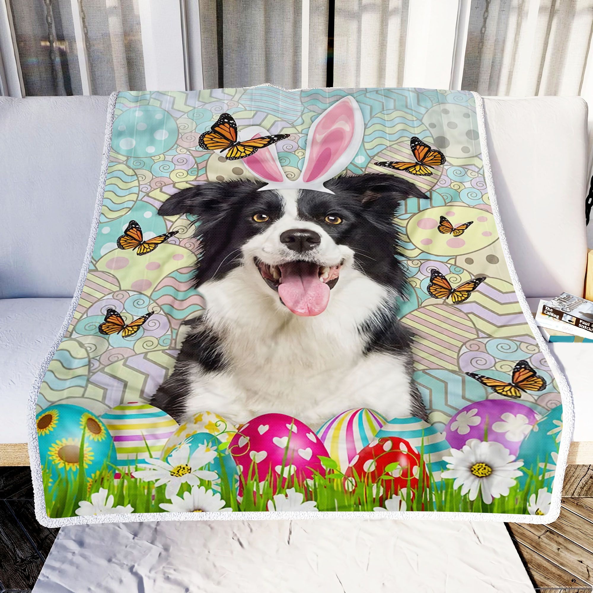 Border Collies Happy Easter Fleece Blanket