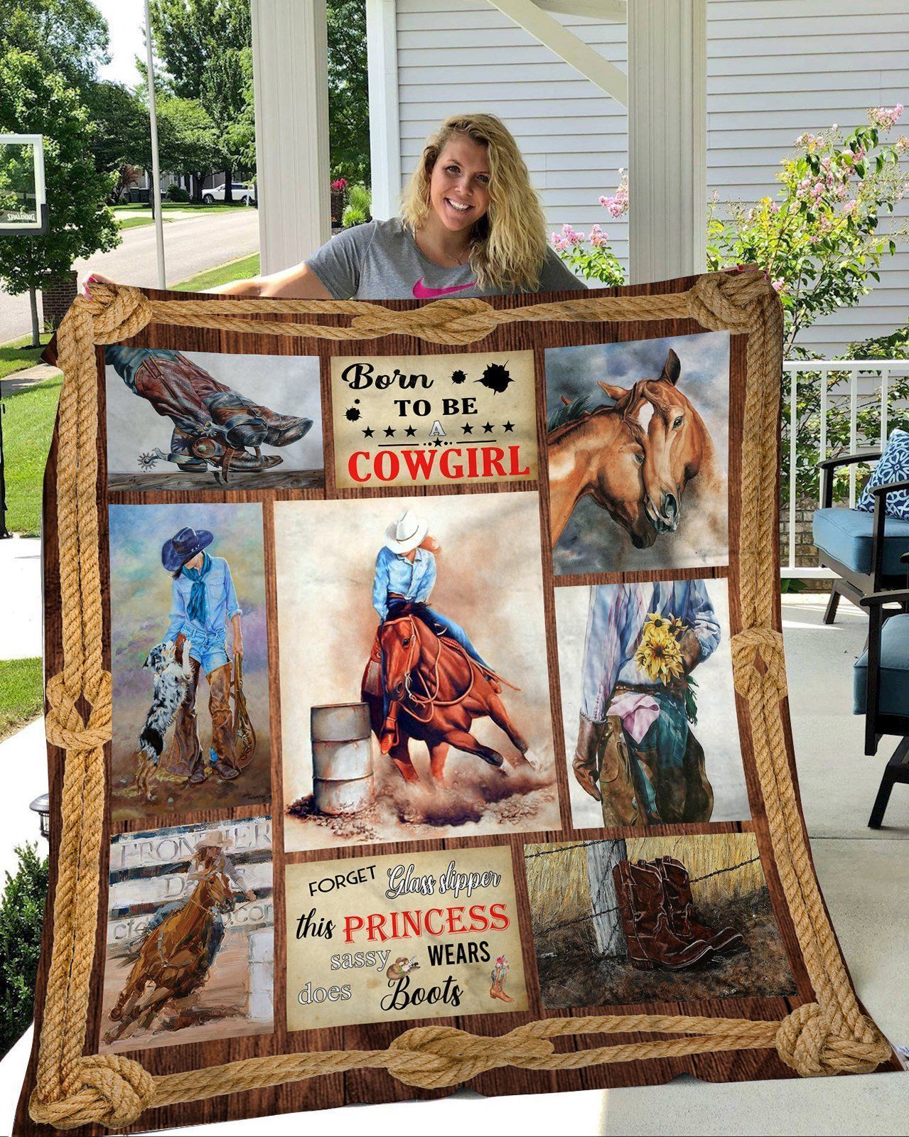 Born To Be A Cowgirl Sherpa Fleece Blanket