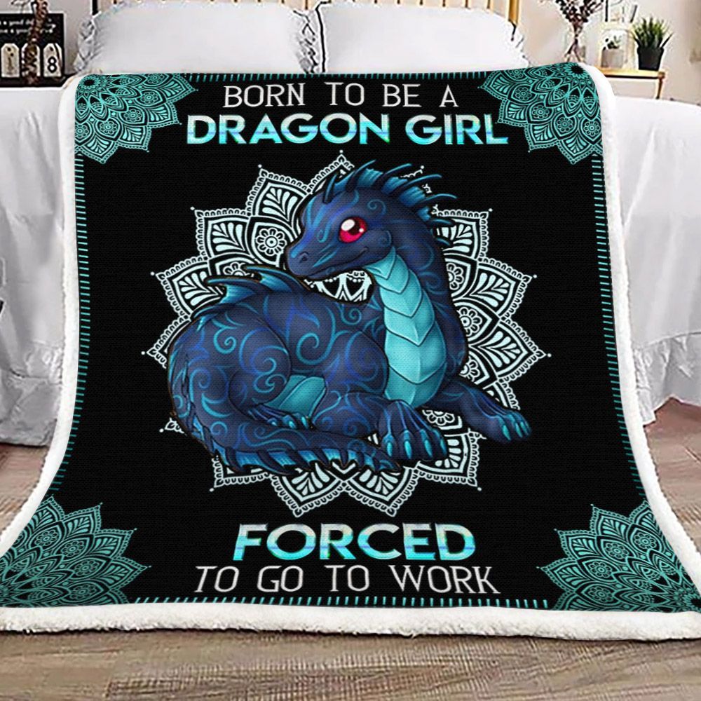 Born To Be A Dragon Girl Sherpa Fleece Blanket