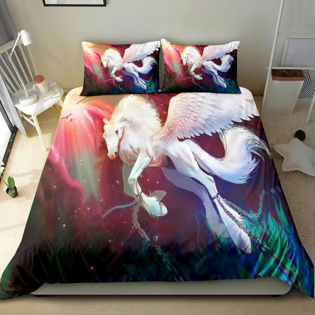 Born To Be Free White Horse Bedding Set