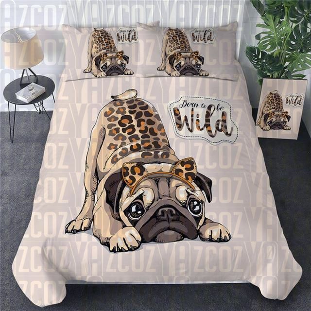 Born To Be Wild Pug Bedding Set