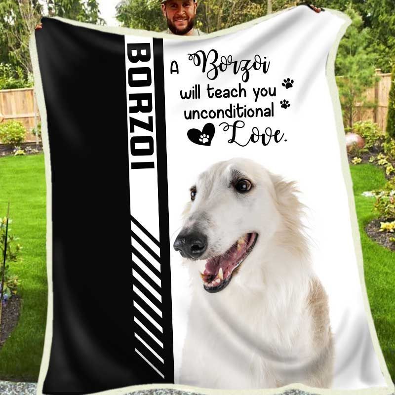 Borzoi Sherpa Fleece Blanket