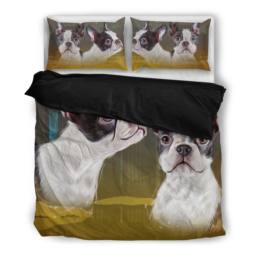 Boston Terrier 3 Dog Themed Bedding Set