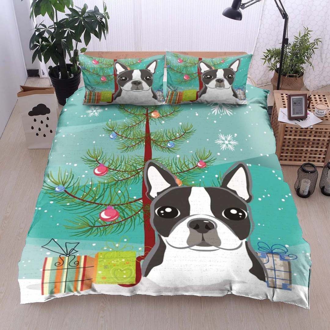 Boston Terrier Christmas Bedding Set