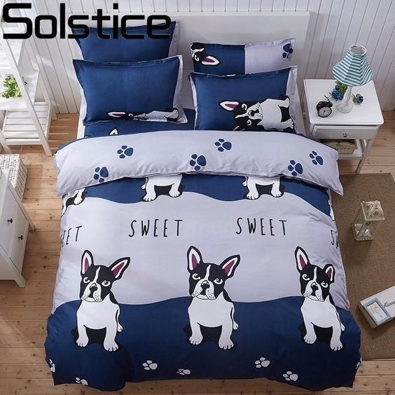 Boston Terrier Cotton Bed Sheets Spread Comforter Bedding Set