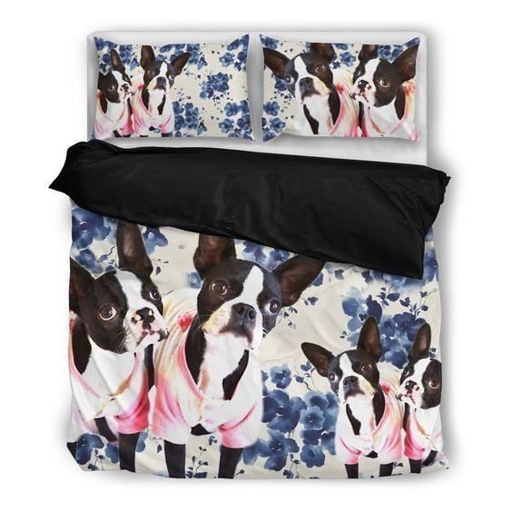 Boston Terrier Cotton Bed Sheets Spread Comforter Bedding Set