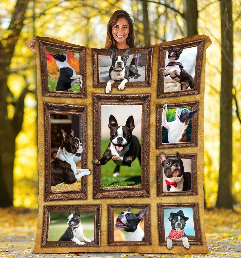 Boston Terrier Dog Sherpa Fleece Blanket