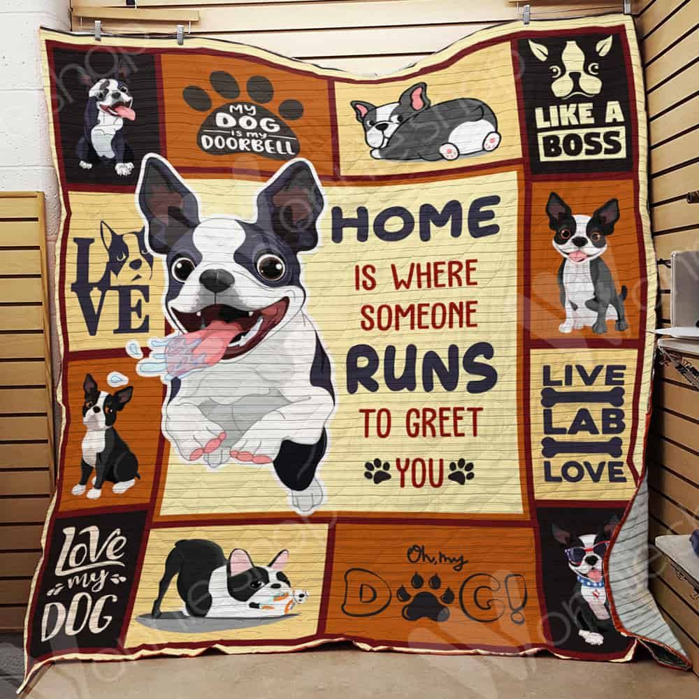 Boston Terrier Dog CL15100049MDQ Quilt Blanket