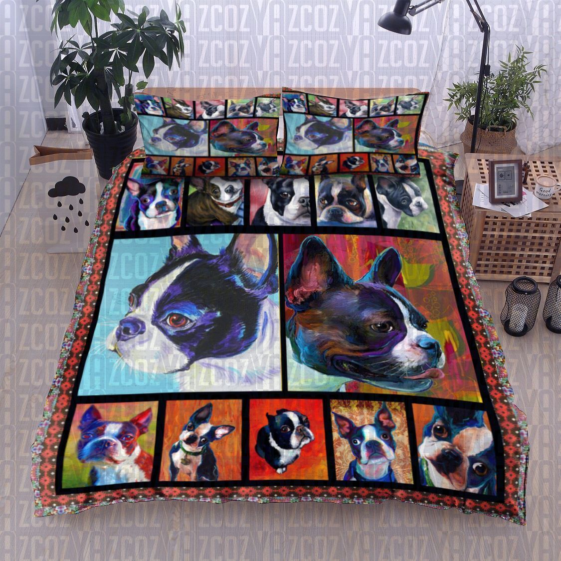 Boston Terrier Dog Bedding Set