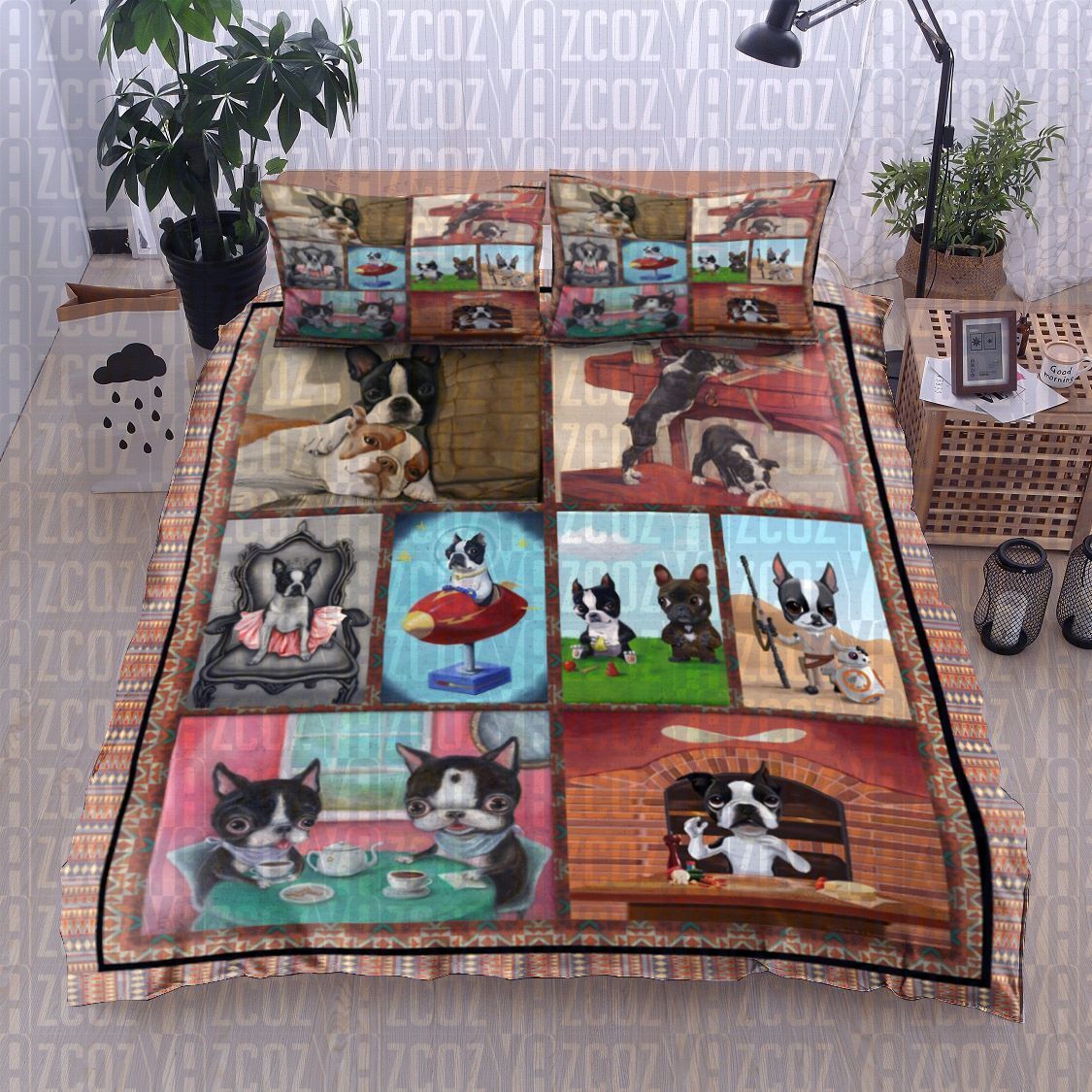 Boston Terrier Dog Bedding Set