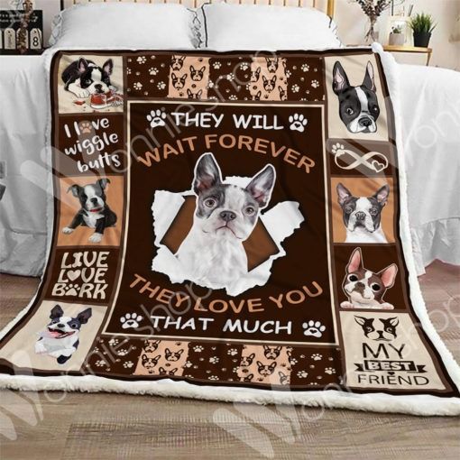 Boston Terrier Dog Sherpa Fleece Blanket