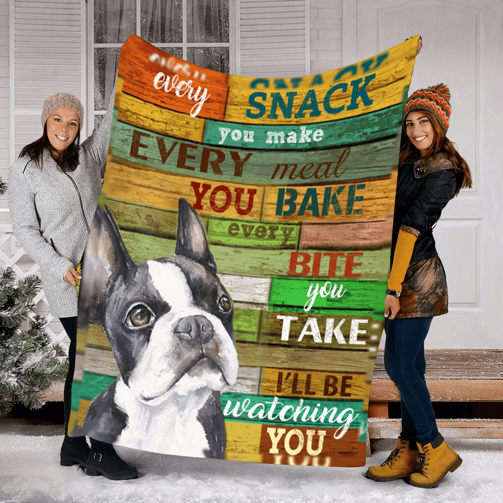 Boston Terrier Dog Sherpa Fleece Blanket