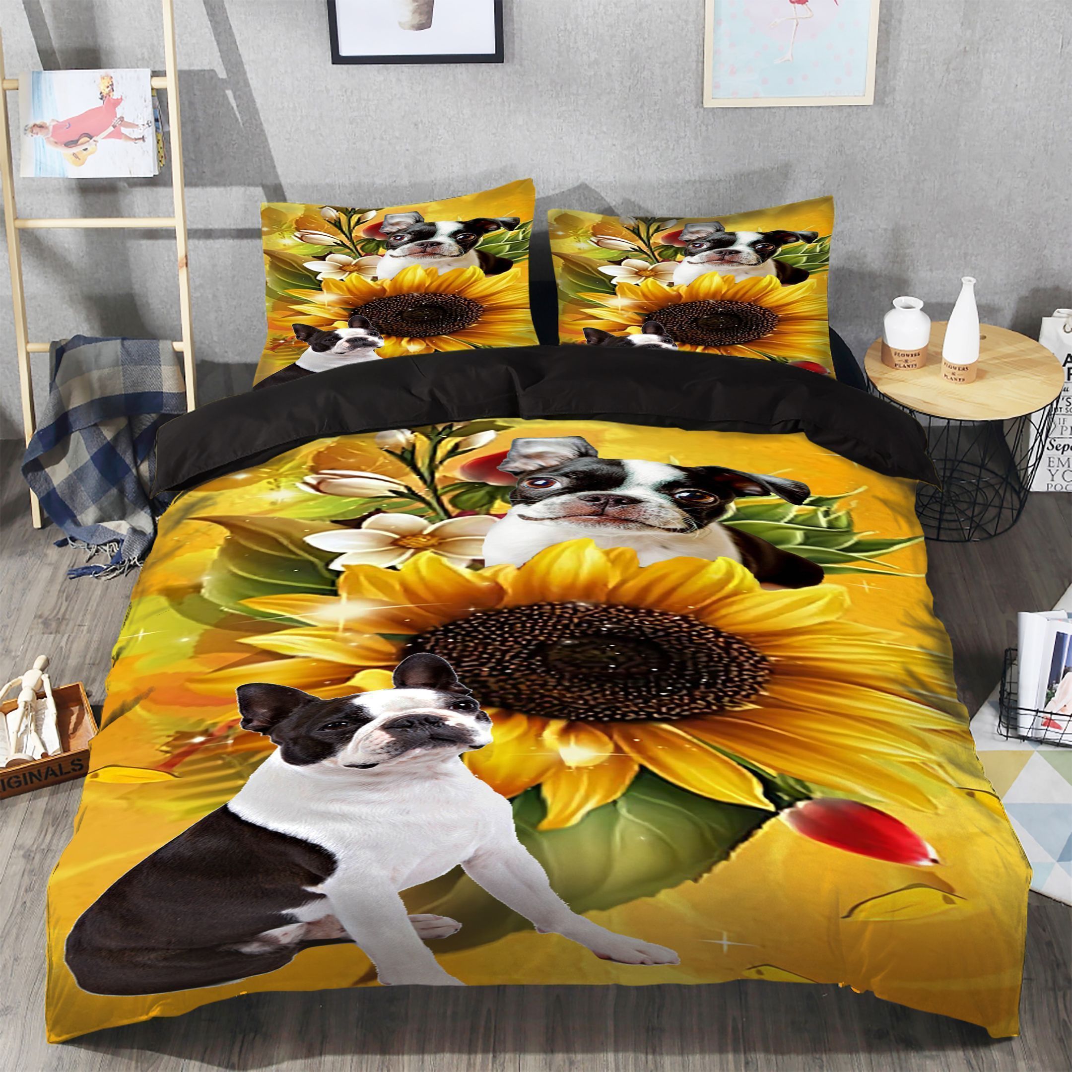 Boston Terrier Dog Bedding Set