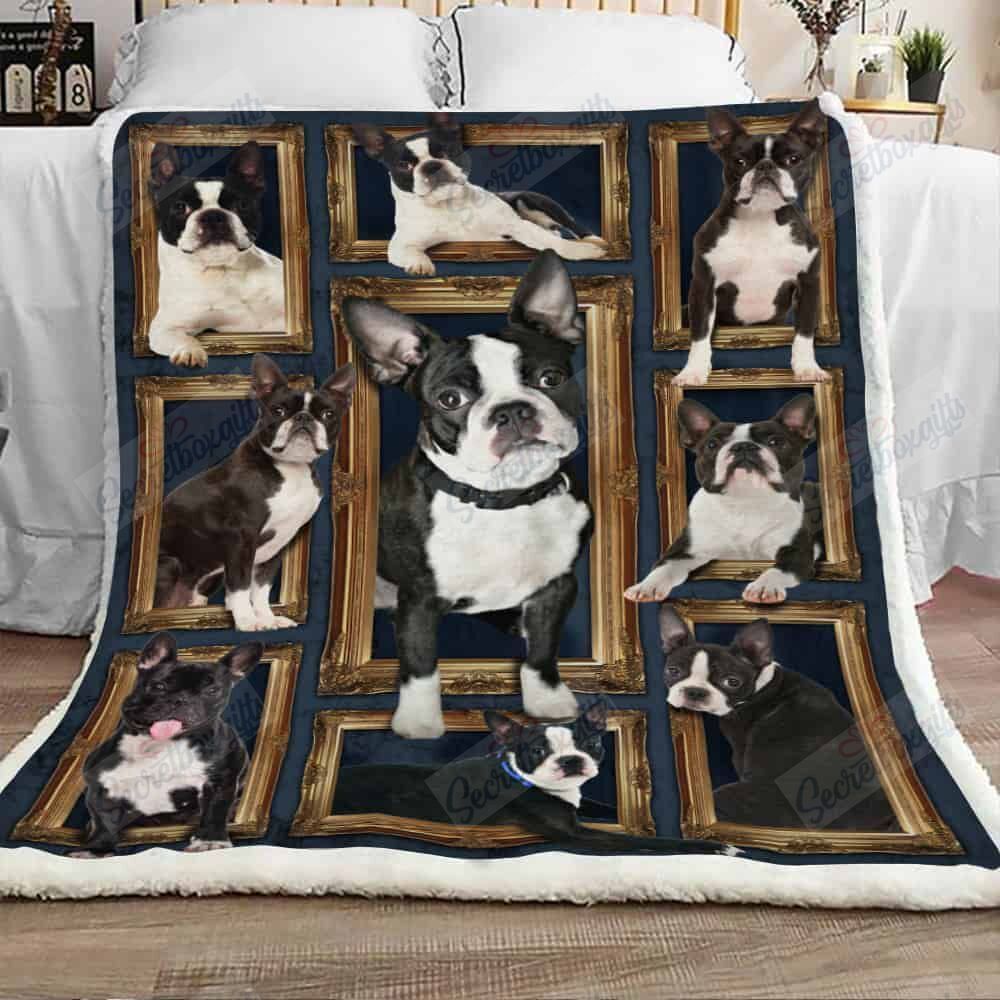 Boston Terrier Dog Fleece Blanket
