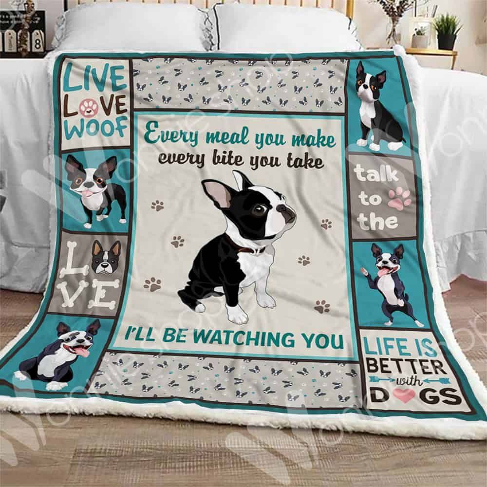 Boston Terrier Dog Life Is Better With Dogs Sherpa Fleece Blanket