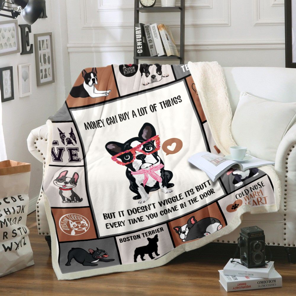 Boston Terrier Dog Fleece Blanket