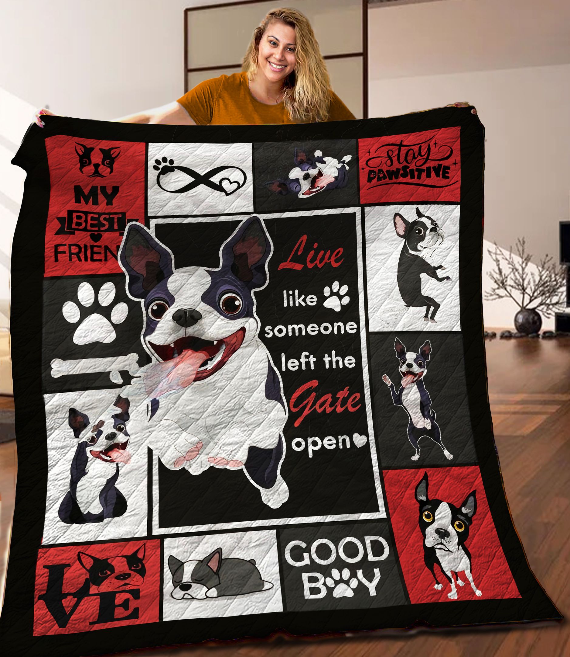 Boston Terrier Dog Quilt Blanket C9B300501NA