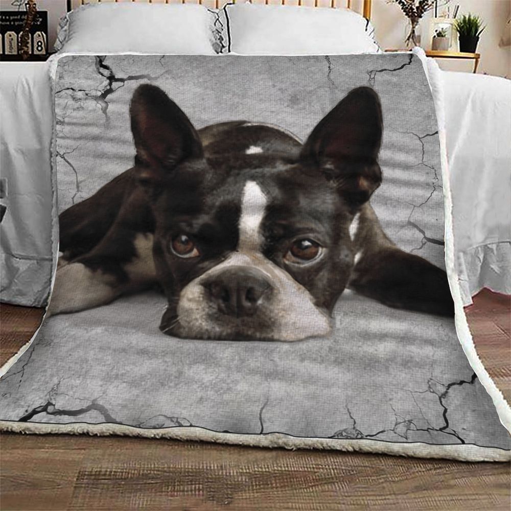 Boston Terrier Sherpa Fleece Blanket