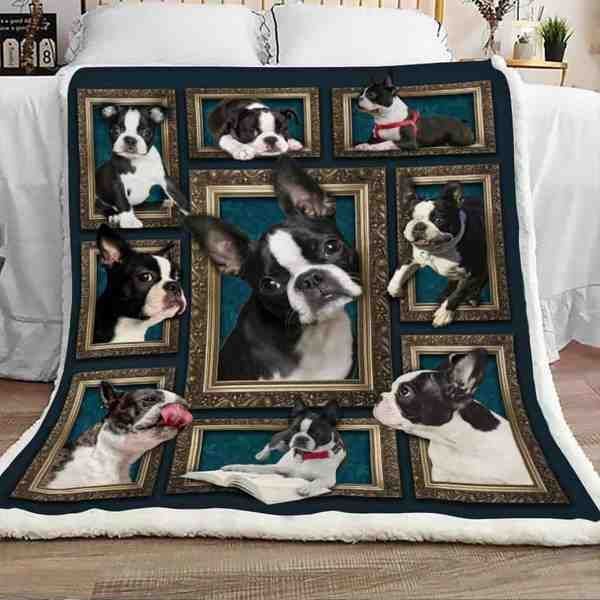 Boston Terrier Sherpa Fleece Blanket