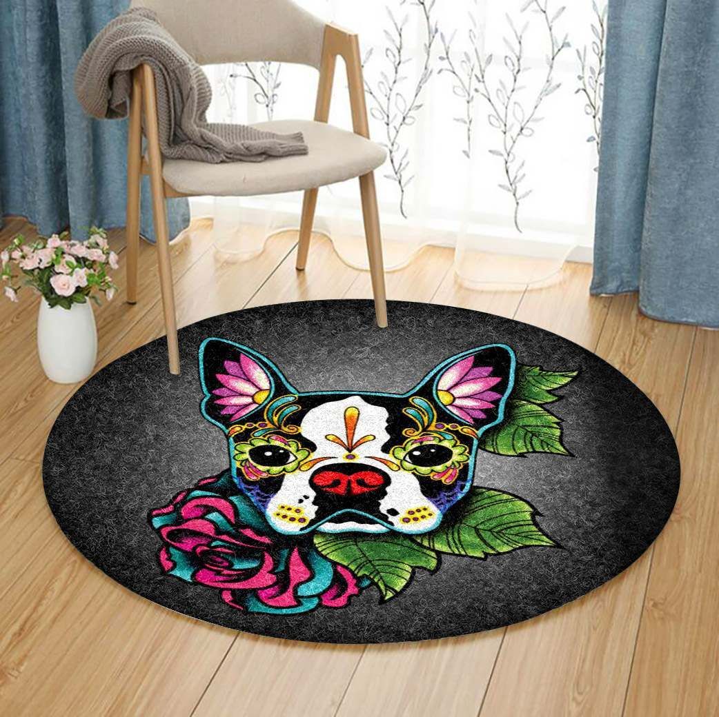 Boston Terrier Round Carpet