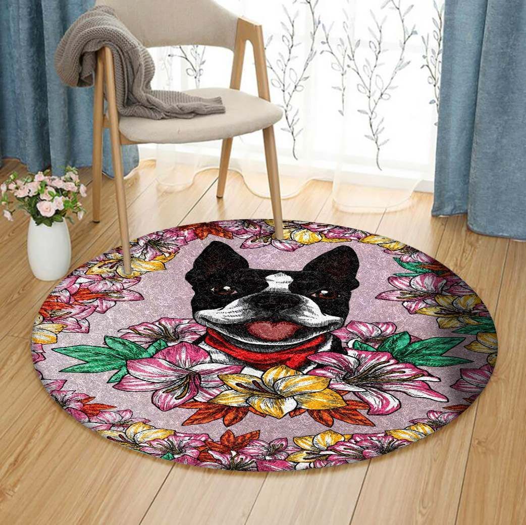 Boston Terrier Round Carpet