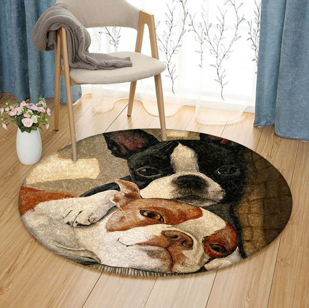 Boston Terrier Round Carpet