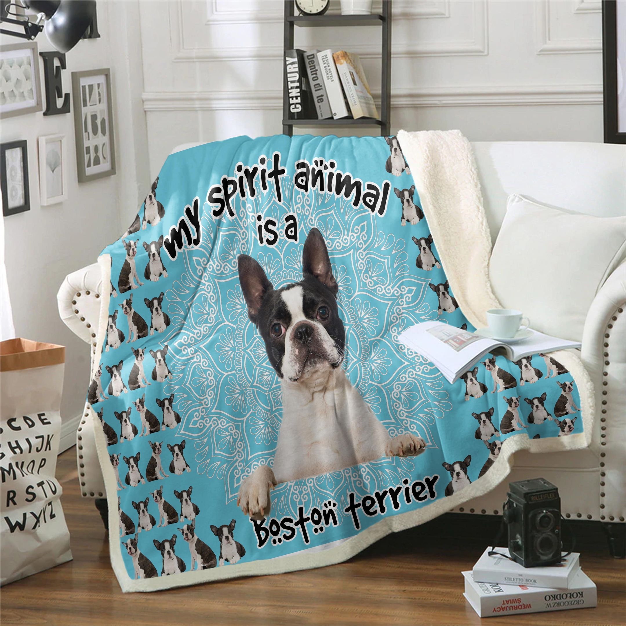 Boston Terrier Is My Spirit Animal Sherpa Fleece Blanket