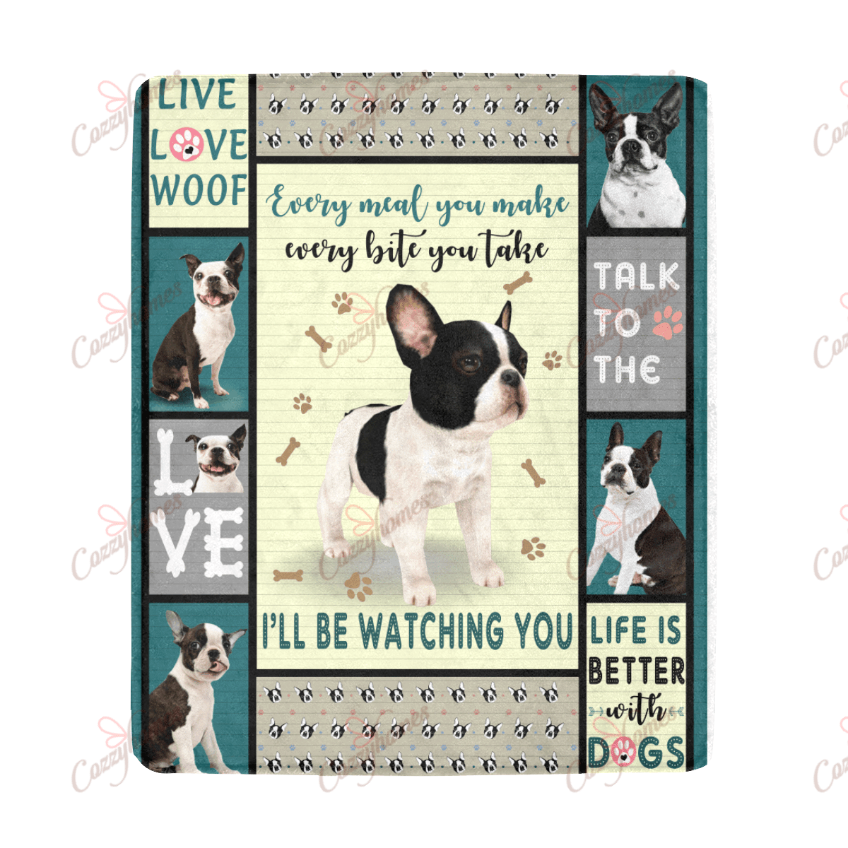 Boston Terrier Live Love Fleece Blanket