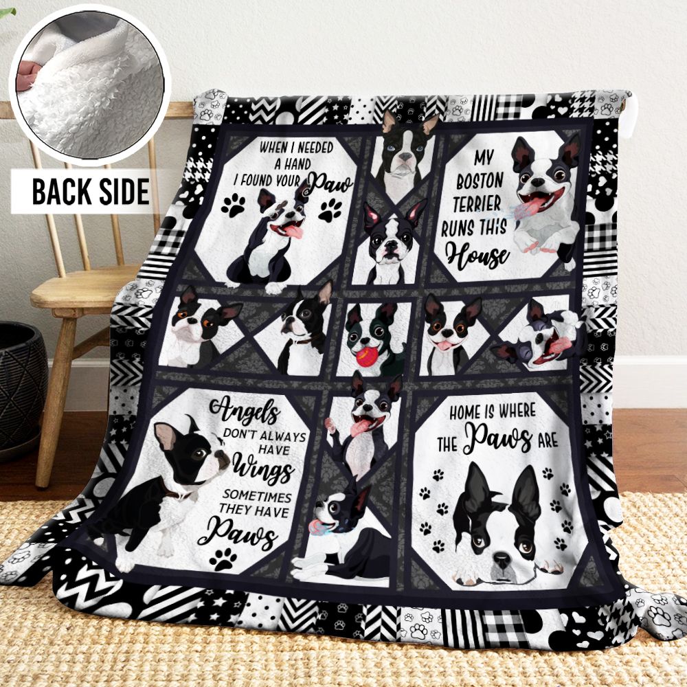 Boston Terrier Sherpa Fleece Blanket