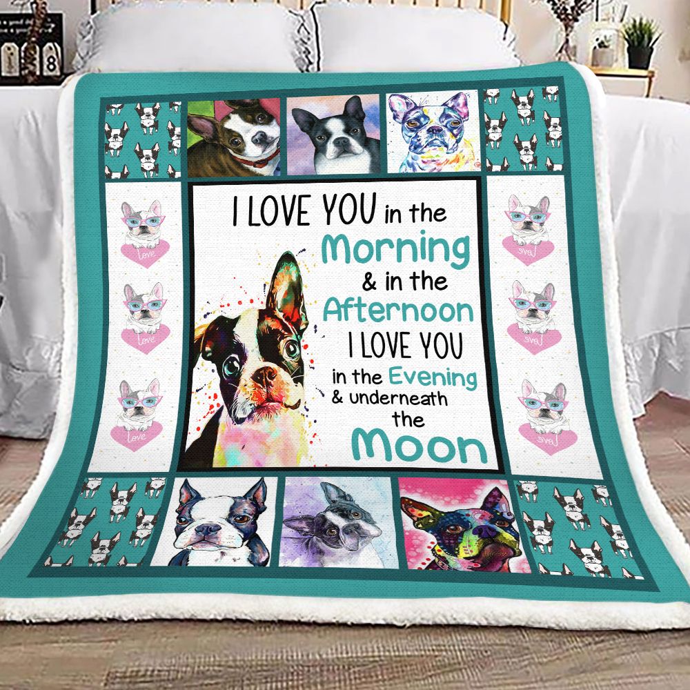 Boston terrier Love The Moon For Farmer Fleece Blanket