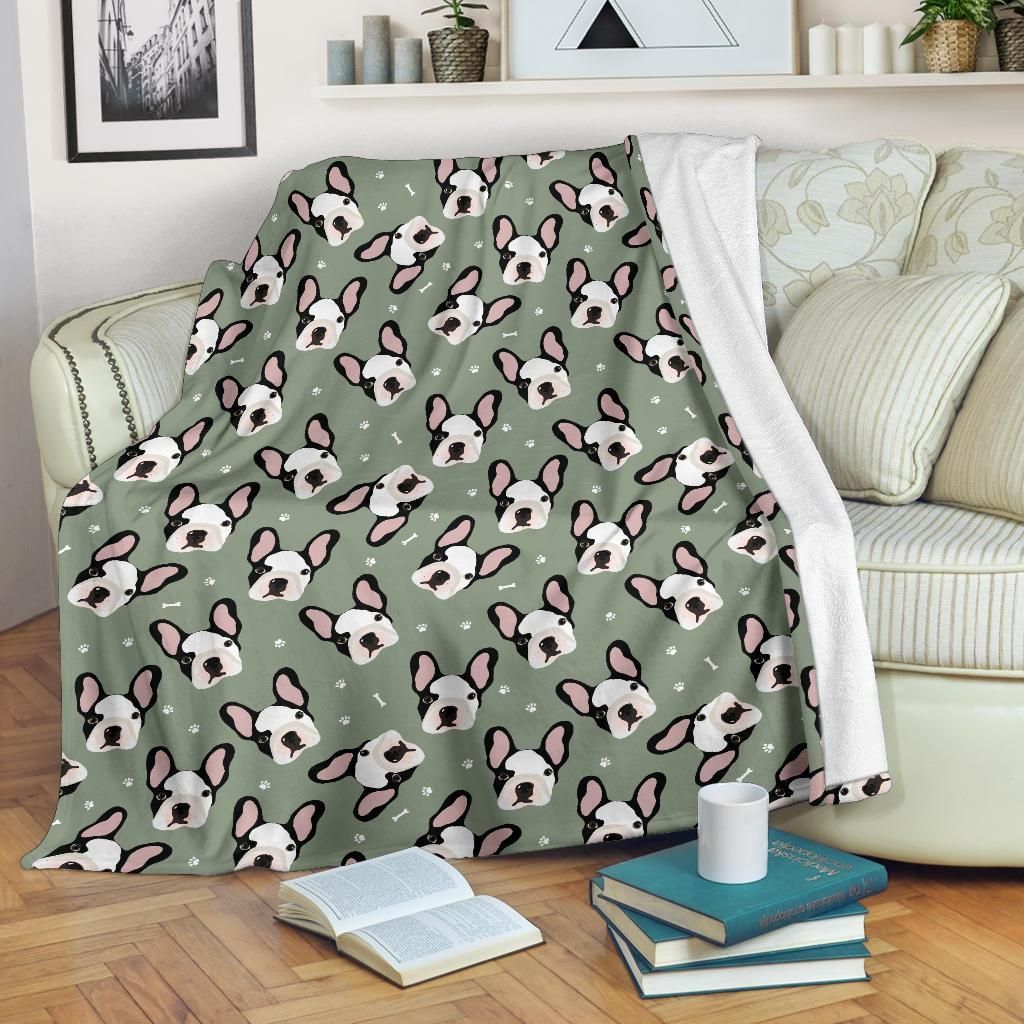 Boston Terrier Pattern Sherpa Fleece Blanket