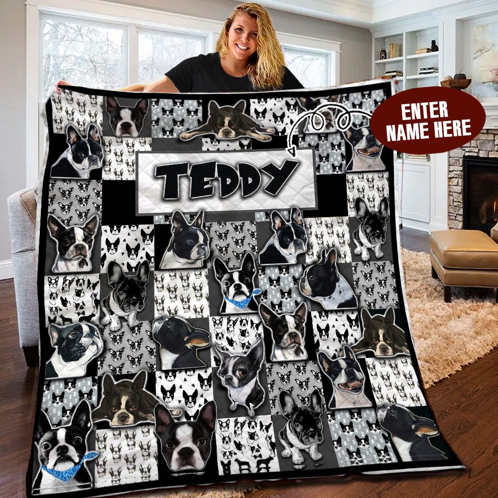 Boston Terrier Personalized BBB150950MH Quilt Blanket