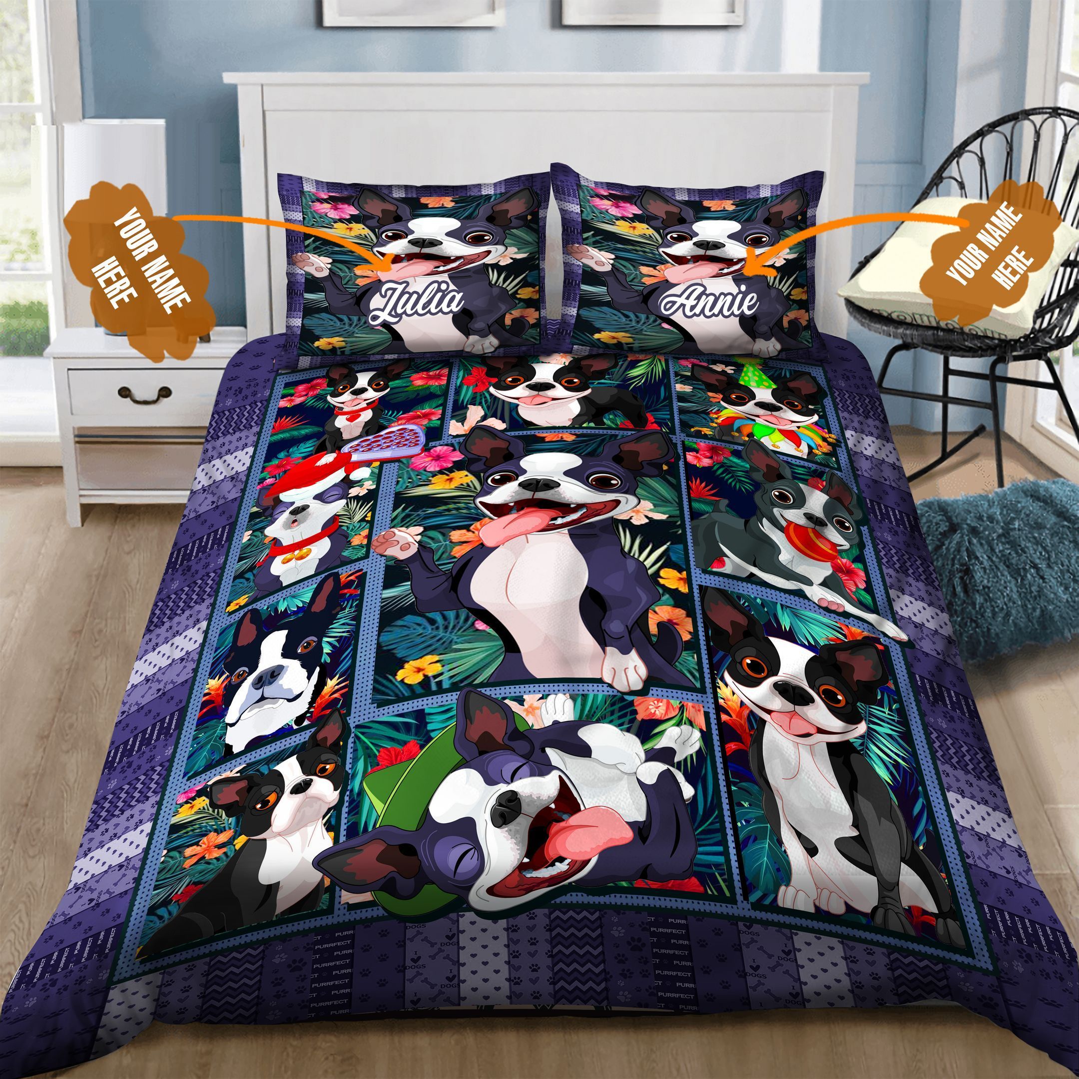 Boston Terrier Personalized Bedding Set