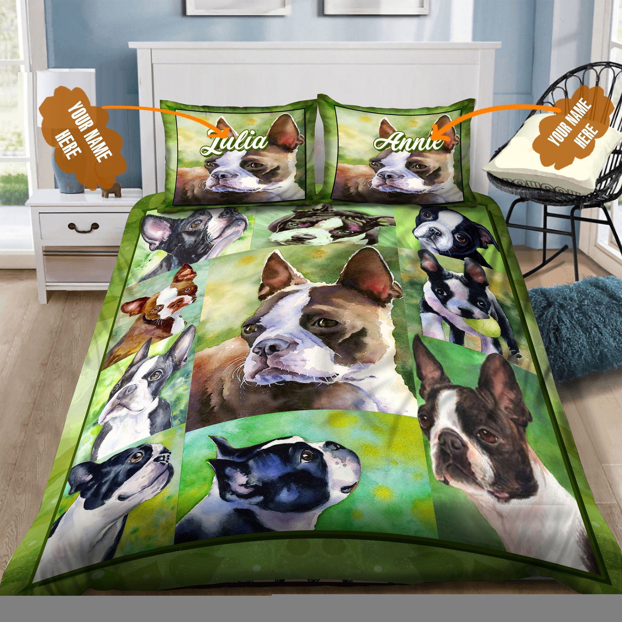 Boston Terrier Personalized Bedding Set