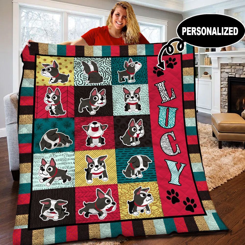 Boston Terrier Personalized Quilt Blanket BBB110526HT