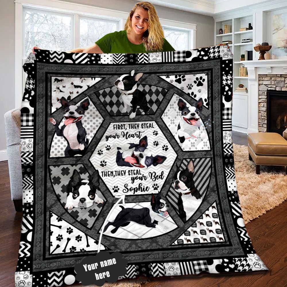 Boston Terrier Personalized Quilt Blanket LML060601DT