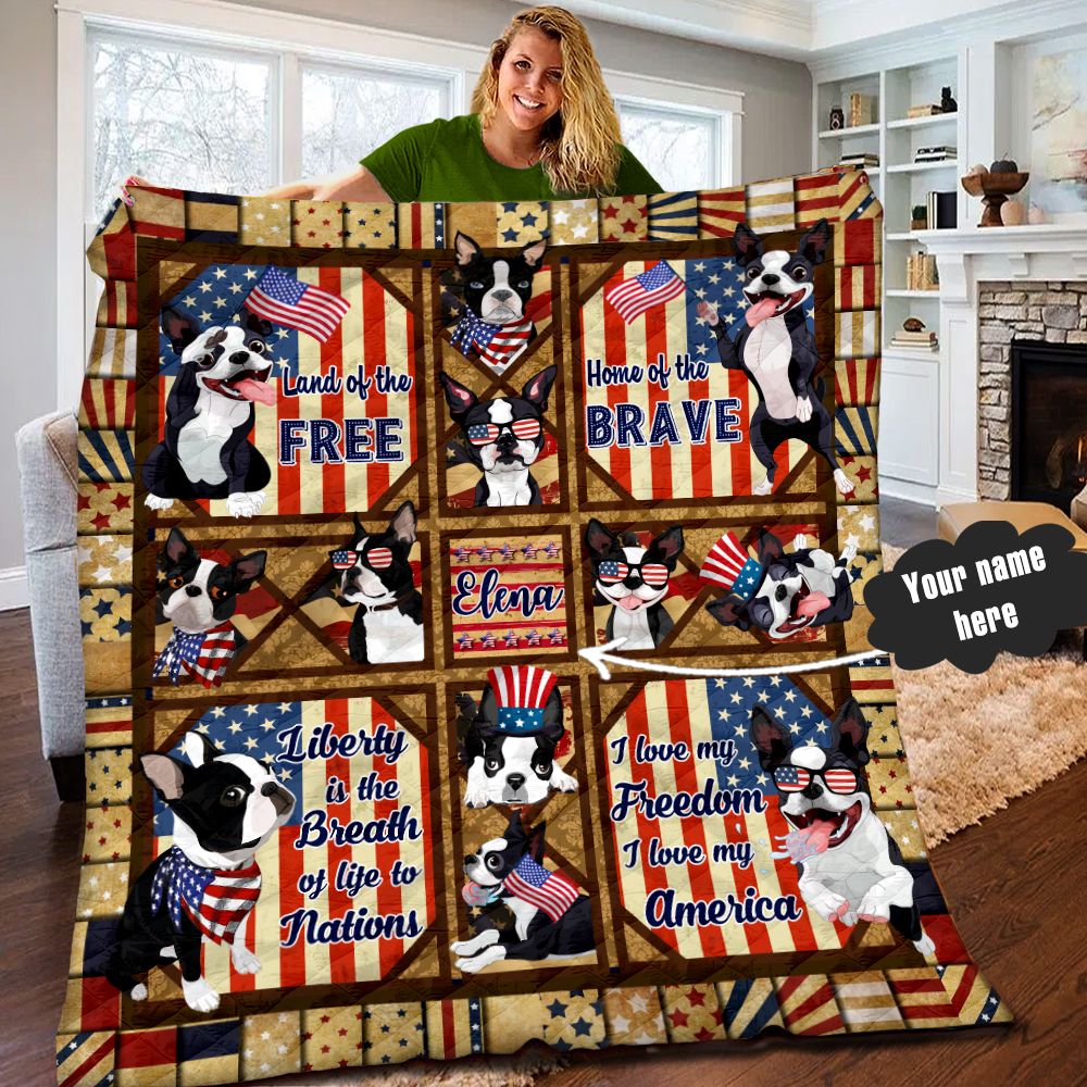 Boston Terrier Personalized Quilt Blanket LML120620DT