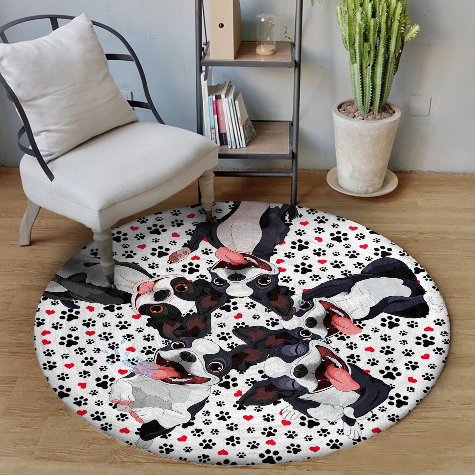 Boston Terrier Round Carpet