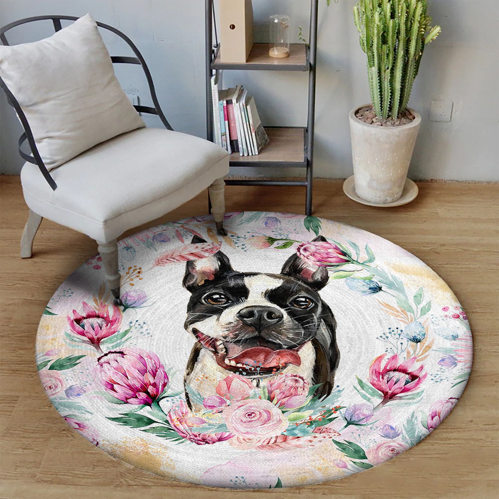 Boston Terrier Round Carpet
