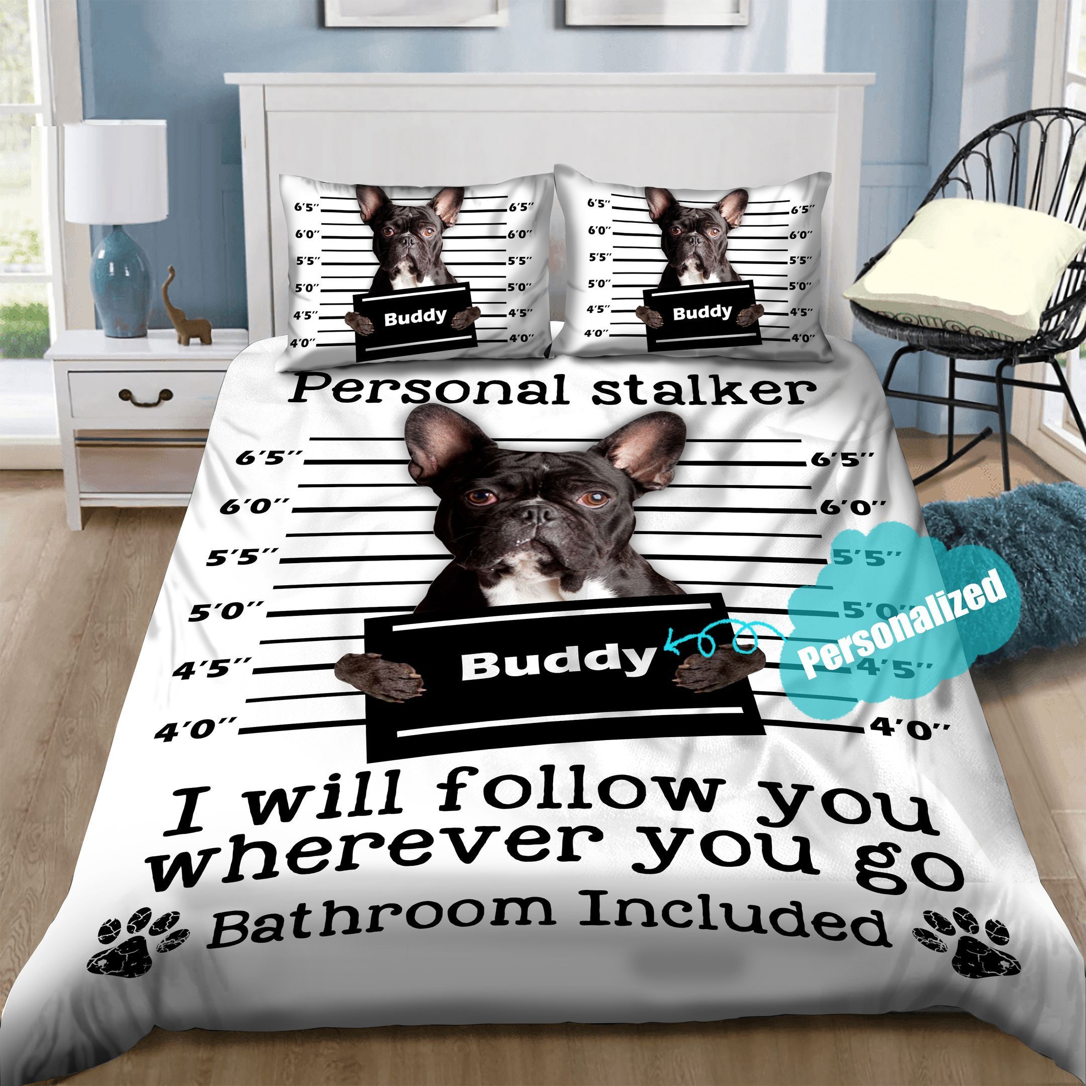 Boston Terrier Stalker Personalized Bedding Set