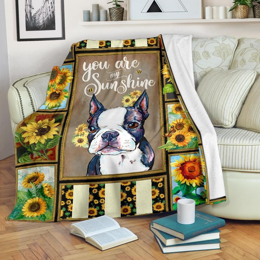 Boston Terrier Sunshine Fleece Blanket Sherpa Fleece Blanket
