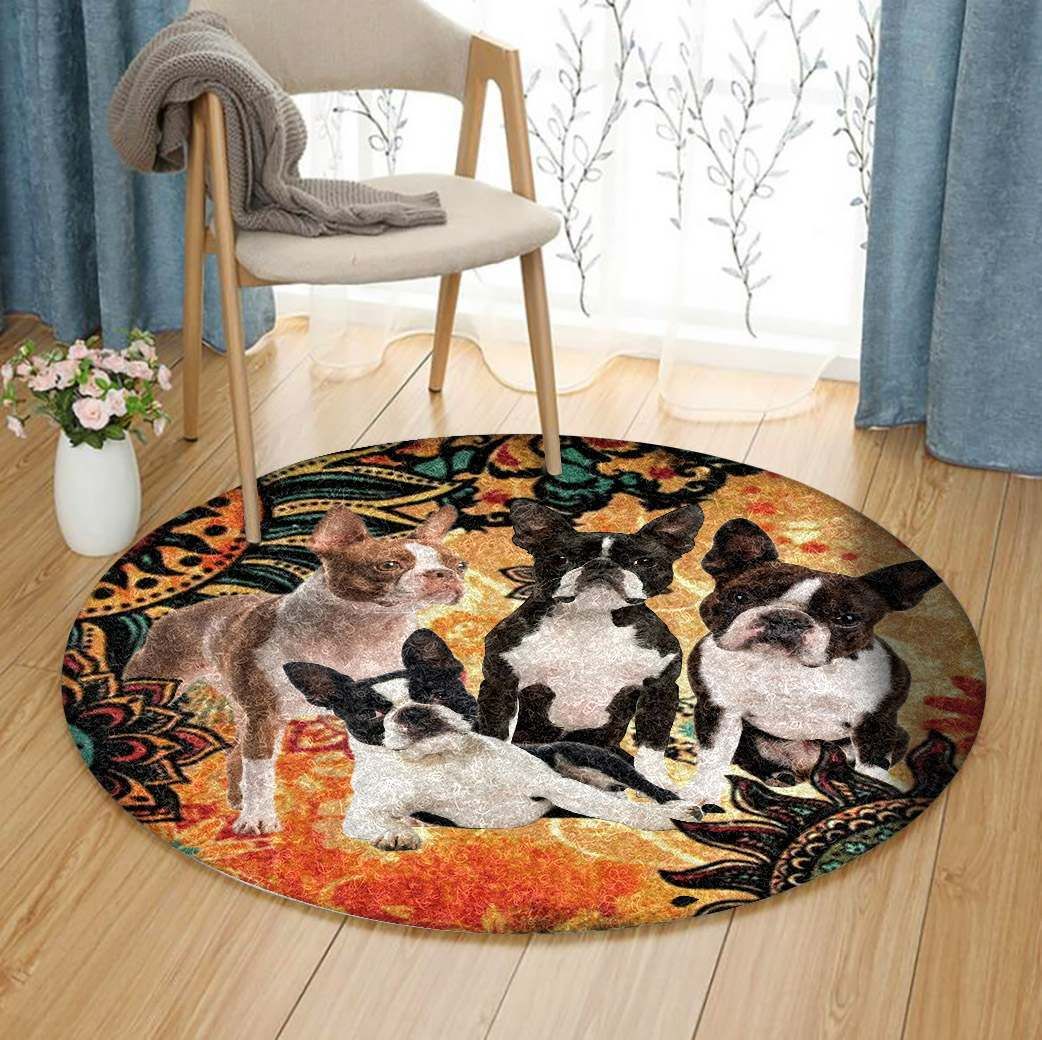 Boston Terrier Round Carpet