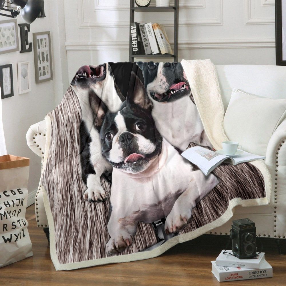 Boston Terrier Zipper Fleece Blanket