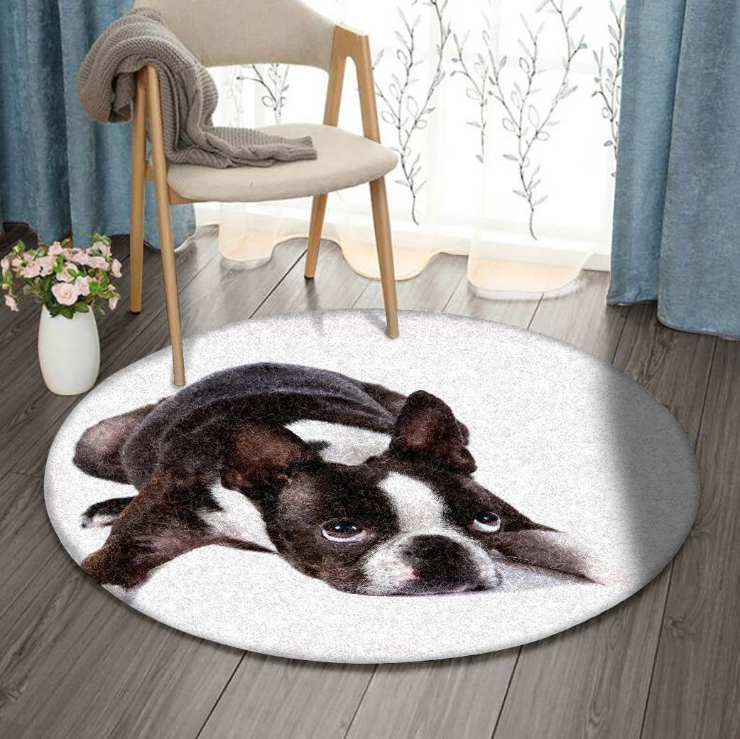 Boston Terrier Round Carpet