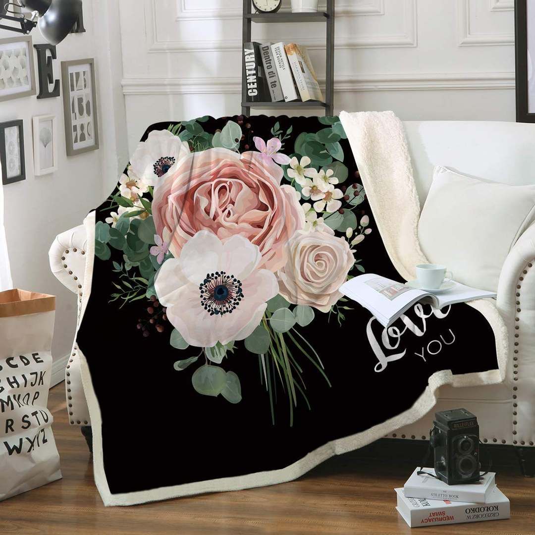 Bouquet Floral Bunches Sherpa Fleece Blanket