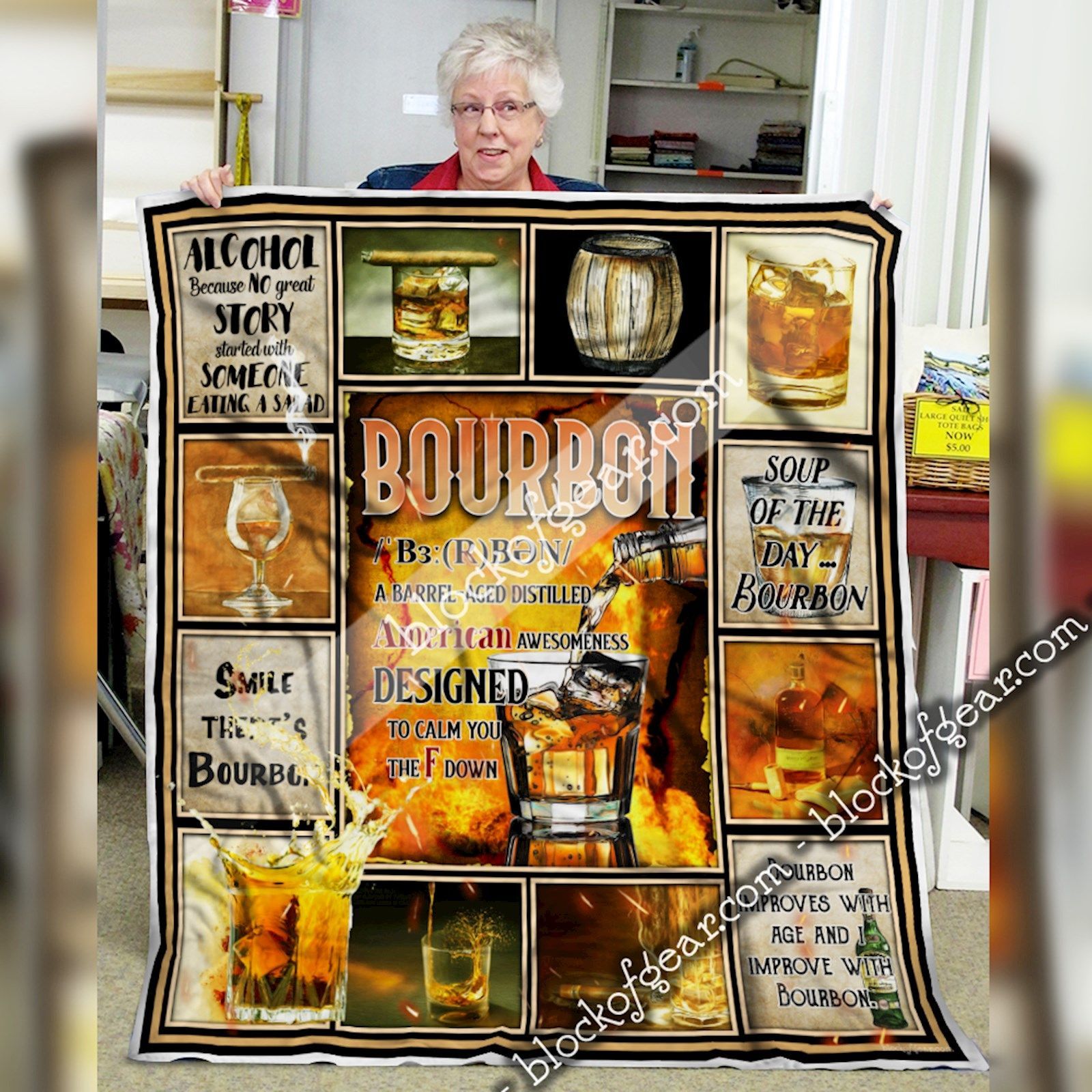 Bourbon Sherpa Fleece Blanket