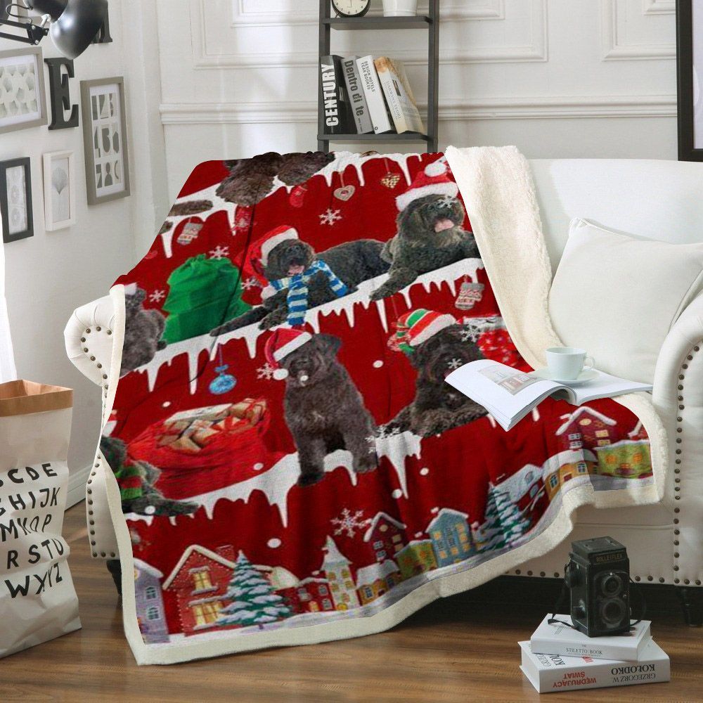 Bouvier Des Flandres Snow Christmas Sherpa Fleece Blanket